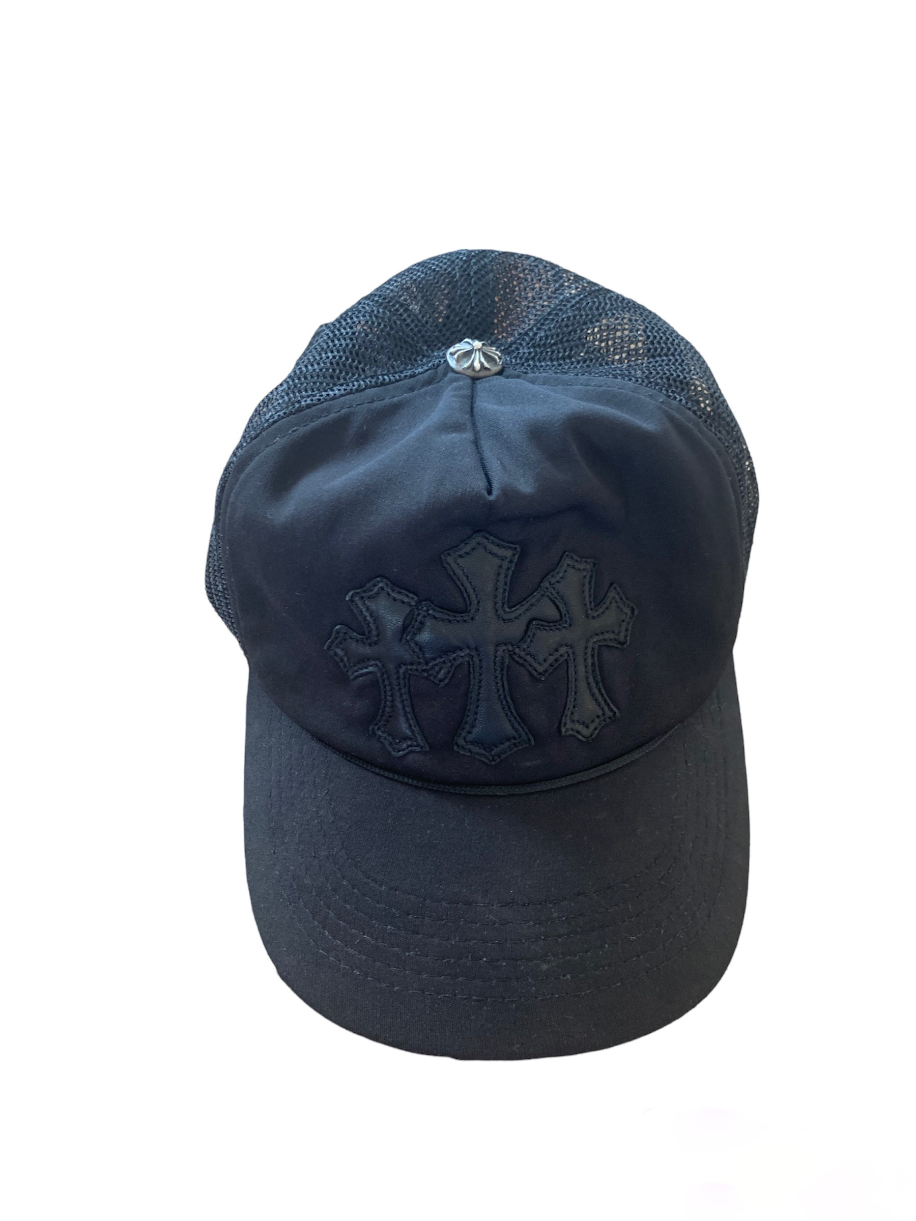 Chrome Hearts Leather Cemetery Cross Trucker Hat - SWISSBANKERSTORE